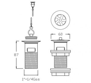 Piletta da lavabo o bidet con tappo a catenella (Serie Accessori)