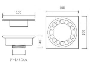 Piletta sifoide quadrata per doccia (Serie Accessori)