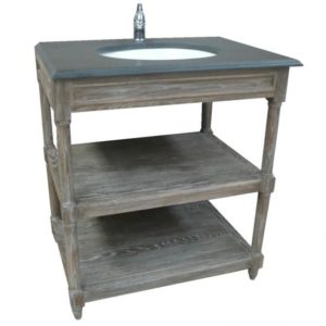 Antique bathroom furniture with oak and marble cabinet