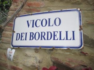 Cartello Vicolo dei Bordelli