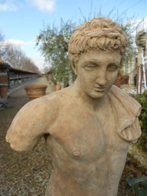 Busto in Terracotta con Base in Travertino