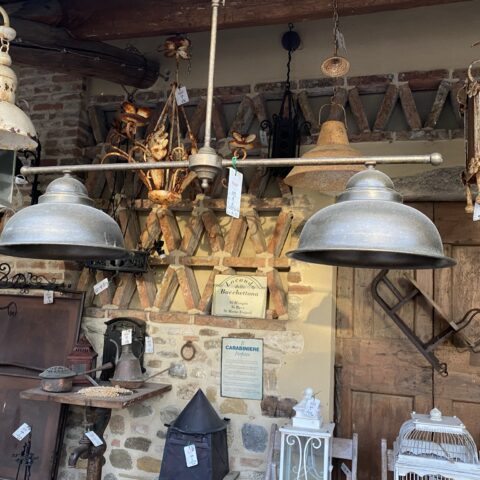 Lampadario a due luci in ottone