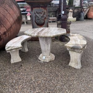 Set Tavolo con due Panchine in Travertino