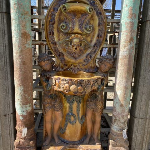 Fontana in cotto smaltato artistico "L'Inferno di Dante"