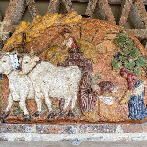 Pannello in cotto artistico Scena Contadina del Chianti