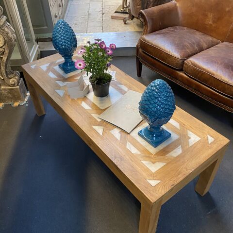 Tavolino Samarcanda da Fumo in Legno con Intarsi in Marmo