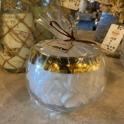 Candela "Rose" con Vasetto Oro o Rame Piccola