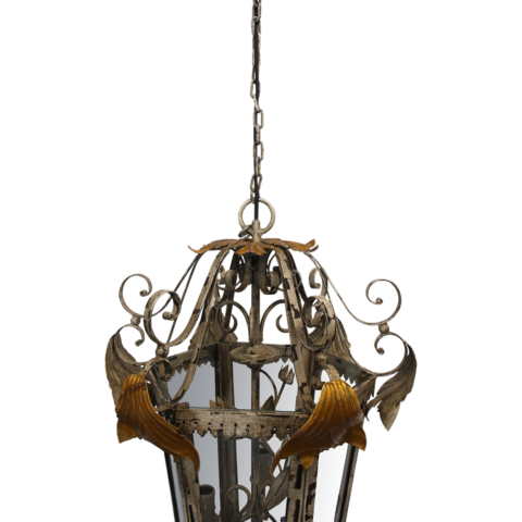 lampadario foglie oro