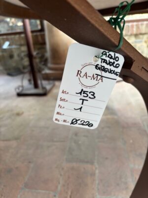 Tavolo Rotondo in Travertino Grande con Piano Girevole completo di Base in Ferro Battuto