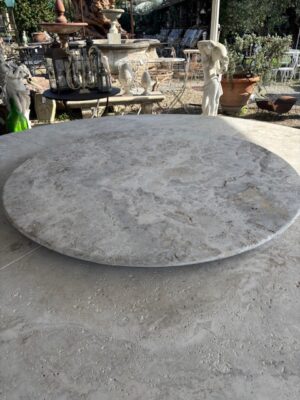 Tavolo Rotondo in Travertino Gigante con Piano Girevole completo di Base in Ferro