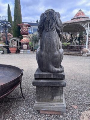 Coppia di Leoni con Base in Pietra