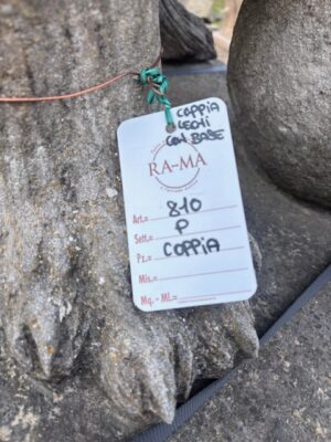 Coppia di Leoni con Base in Pietra