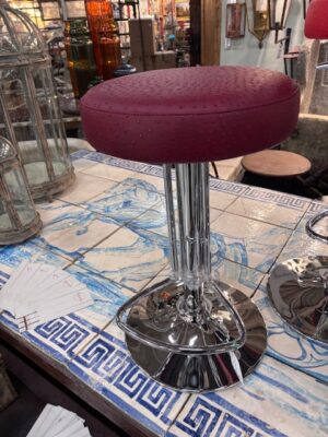 Sgabello in Ecopelle Bordeaux Artigianale