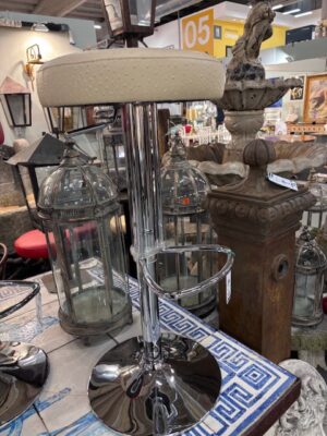 Sgabello in Ecopelle Beige Artigianale