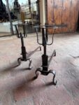 Coppia di Alari in Ferro originali con Scaldavivande