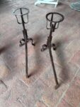 Coppia di Alari in Ferro originali con Scaldavivande
