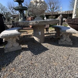 Coppia di Panchine Stondate con Bordo Decorato