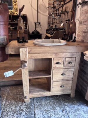 Mobile da Bagno in Legno Massello e Marmo