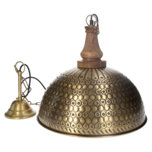 Lampadario Gold con Testa in Legno