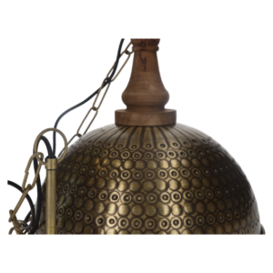 Lampadario Gold con Testa in Legno
