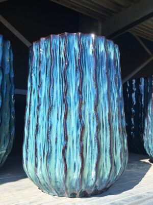 Vasi rigati Blu piccoli "Mare Calmo"
