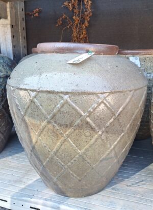 Coppia di Vasi in Terracotta con decori verde