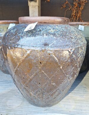 Coppia di vasi in terracotta con decori Blu