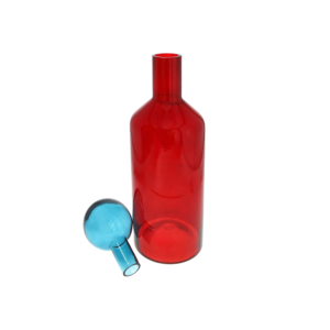 Bottiglione rosso tappo azzurro